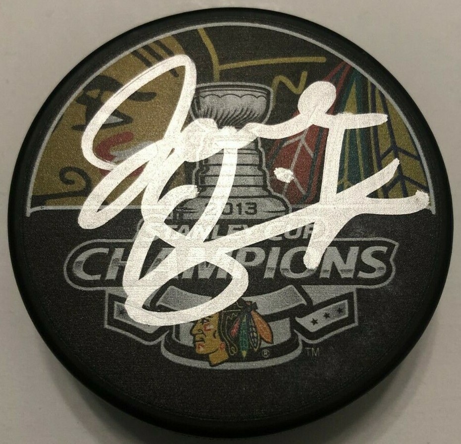 JOEL QUENNEVILLE SIGNED 2013 STANLEY CUP PUCK W/CASE CHICAGO BLACKHAWKS COA