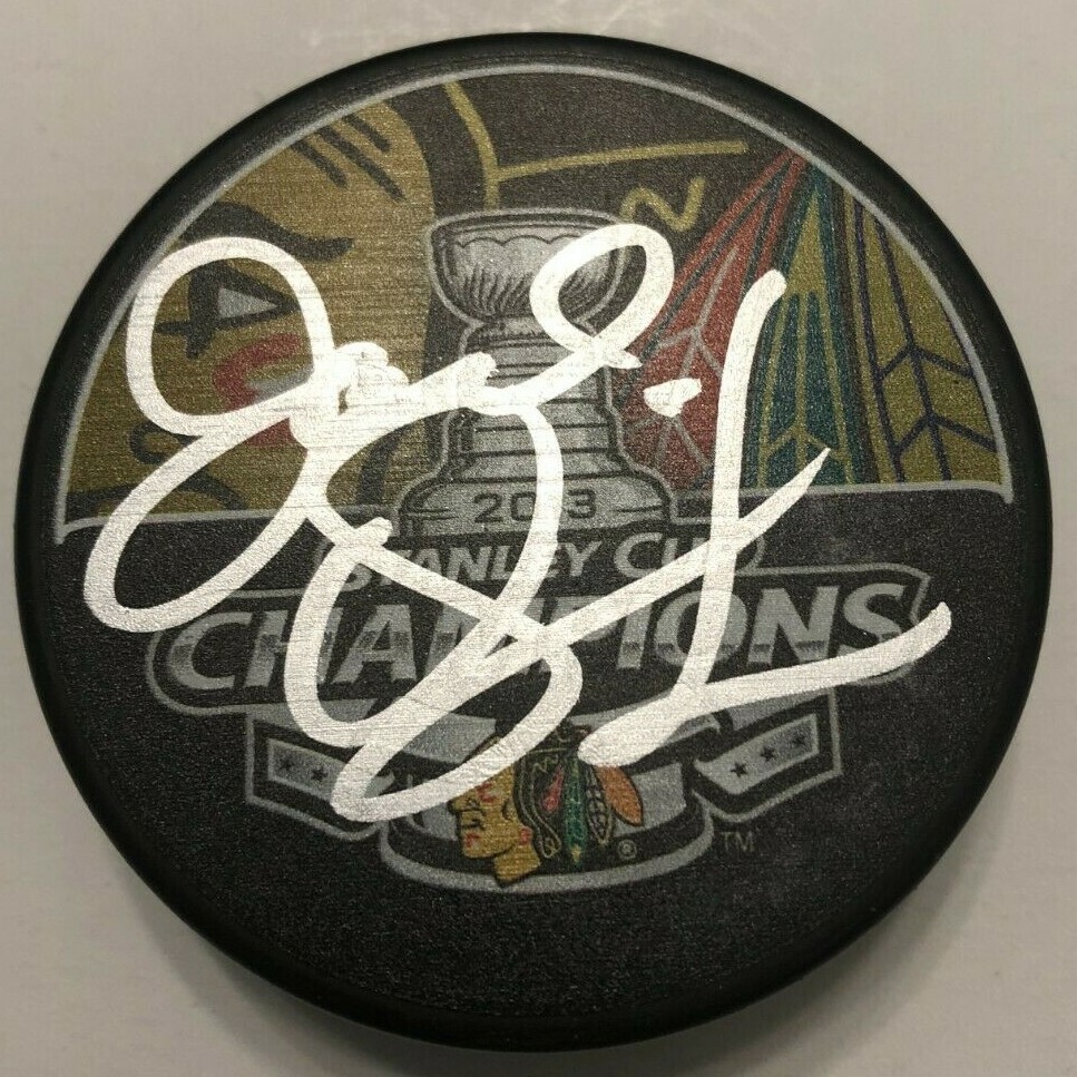 JOEL QUENNEVILLE SIGNED 2013 STANLEY CUP PUCK W/CASE CHICAGO BLACKHAWKS COA