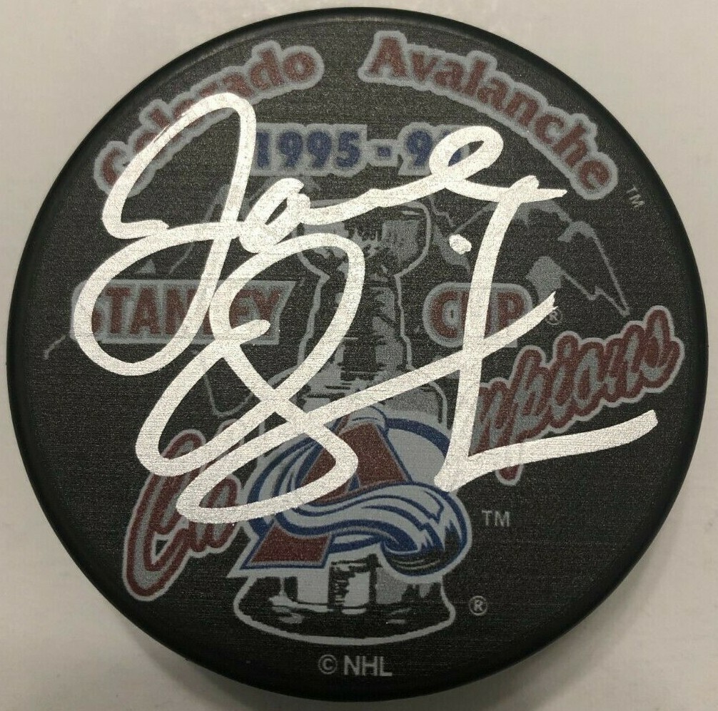 JOEL QUENNEVILLE SIGNED 1996 STANLEY CUP PUCK W/CASE COLORADO AVALANCHE COA