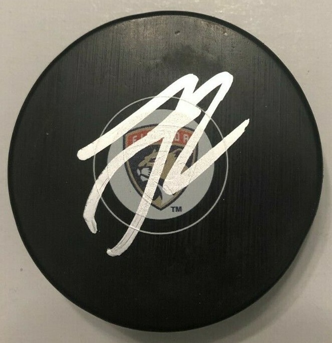 FRANK VATRANO SIGNED FLORIDA PANTHERS HOCKEY PUCK W/CASE COA