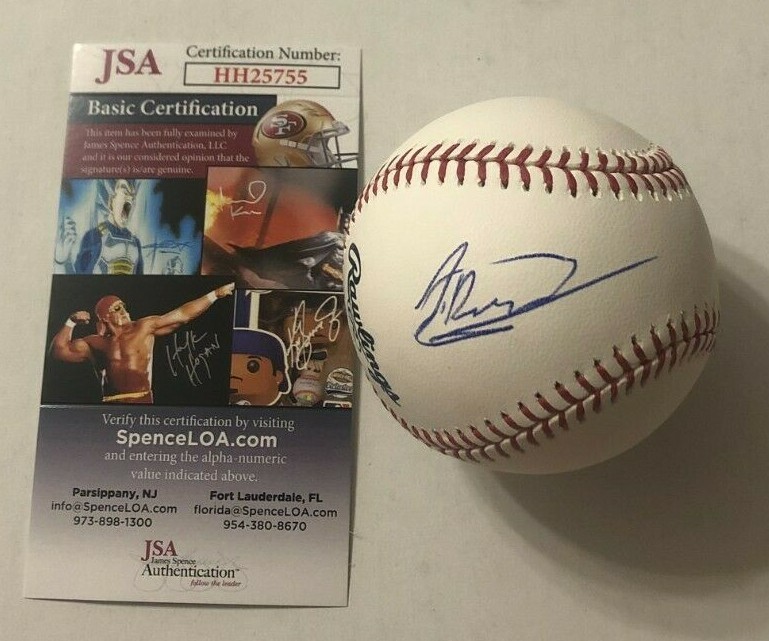 JASSON DOMINGUEZ SIGNED RAWLINGS MLB BASEBALL NEW YORK YANKEES PROOF JSA COA