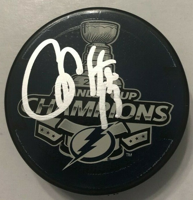 CEDRIC PAQUETTE SIGNED 2020 STANLEY CUP PUCK W/ CASE TAMPA BAY LIGHTNING COA