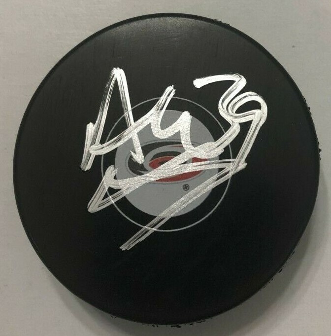 ALEX NEDELJKOVIC SIGNED CAROLINA HURRICANES HOCKEY PUCK W/ CASE COA