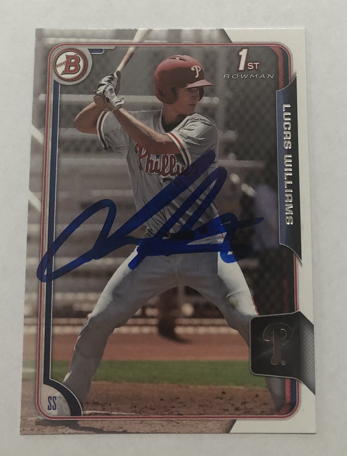 LUCAS WILLIAMS SIGNED 2015 BOWMAN DRAFT PROSPECT ROOKIE CARD PHILLIES  LUKE AUTO