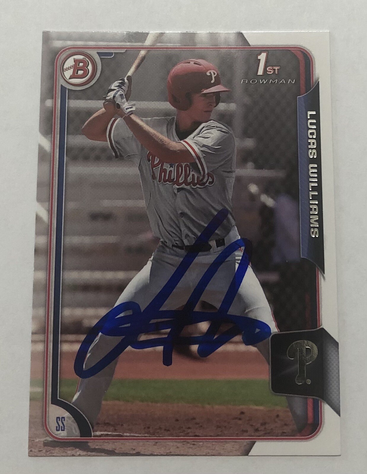 LUCAS WILLIAMS SIGNED 2015 BOWMAN DRAFT PROSPECT ROOKIE CARD PHILLIES  LUKE AUTO