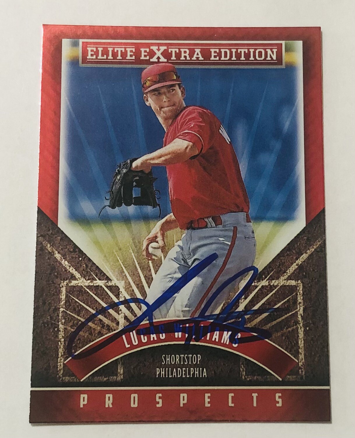 LUCAS WILLIAMS SIGNED 2015 ELITE EXTRA PROSPECT ROOKIE CARD PHILLIES  LUKE AUTO