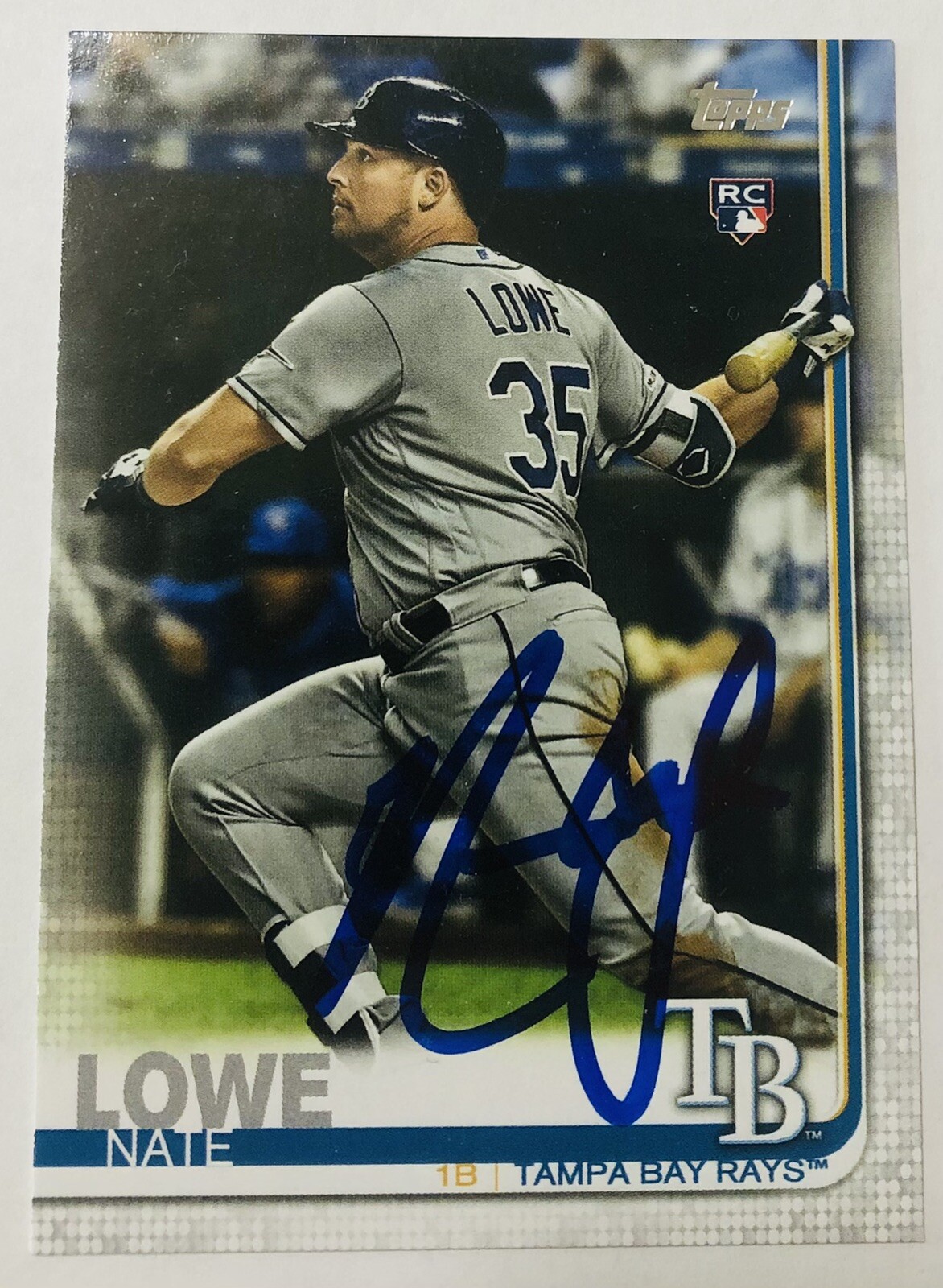 NATE LOWE SIGNED 2019 TOPPS UPDATE ROOKIE CARD RANGERS RAYS AUTO