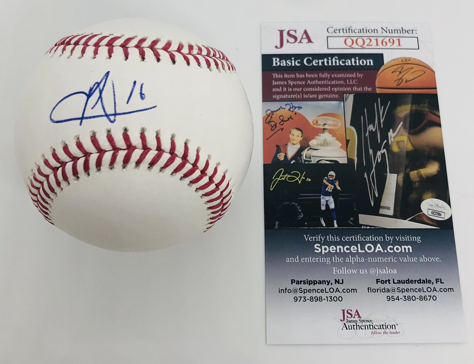 AUSTIN MARTIN SIGNED RAWLINGS MLB BASEBALL TORONTO BLUE JAYS JSA COA