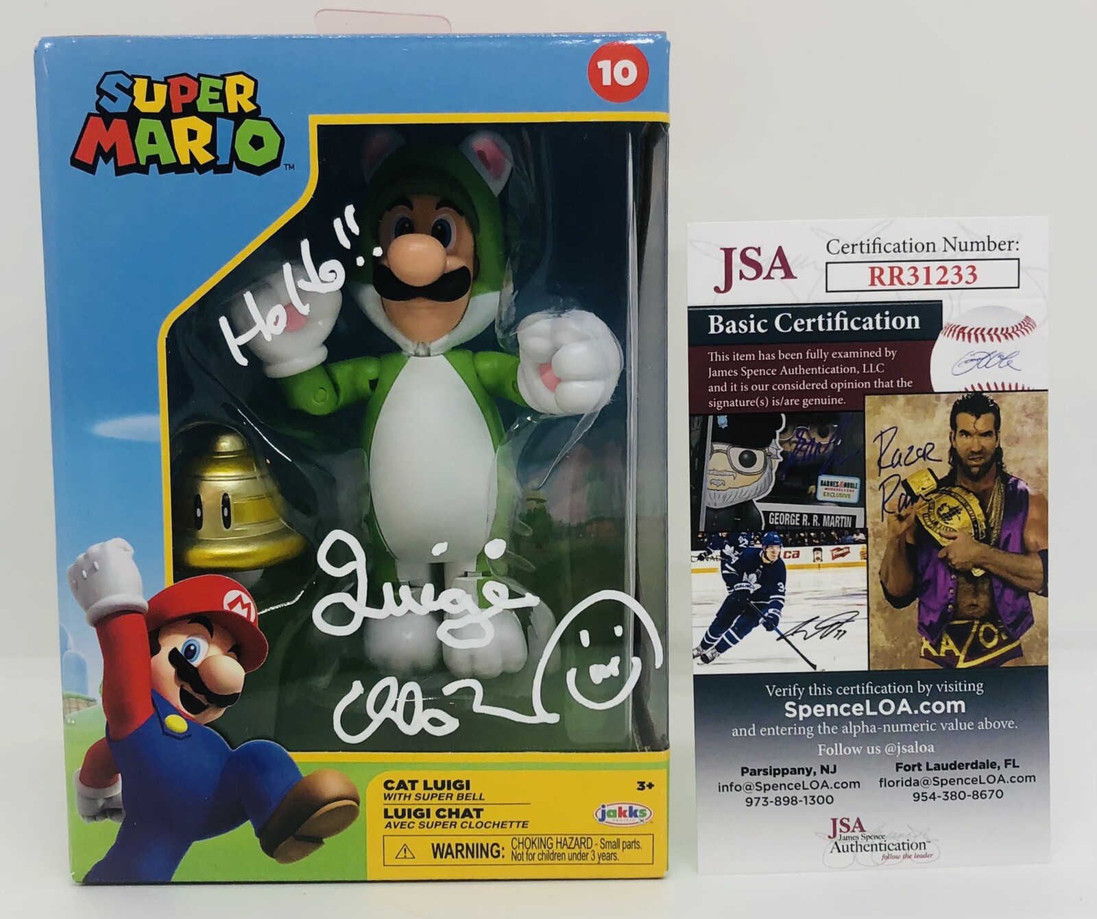 CHARLES MARTINET SIGNED CAT LUIGI JAKKS FIGURE SUPER MARIO PROOF JSA COA