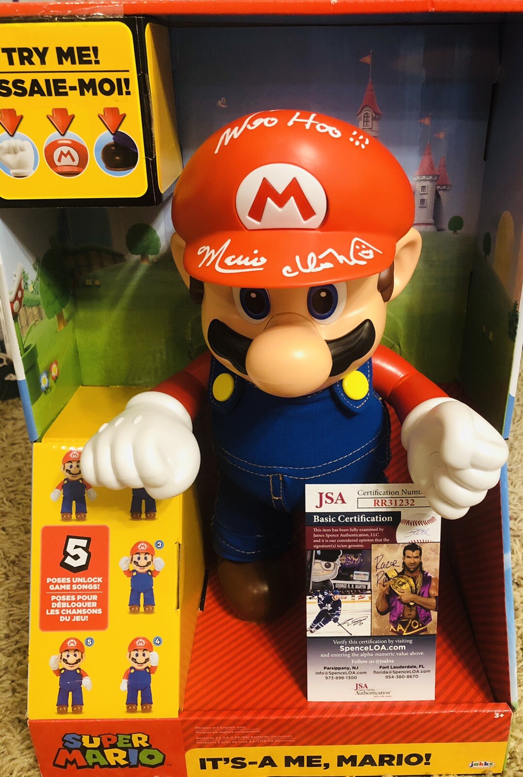 CHARLES MARTINET SIGNED TALKING SUPER MARIO 12 INCH ACTION FIGURE PROOF JSA COA