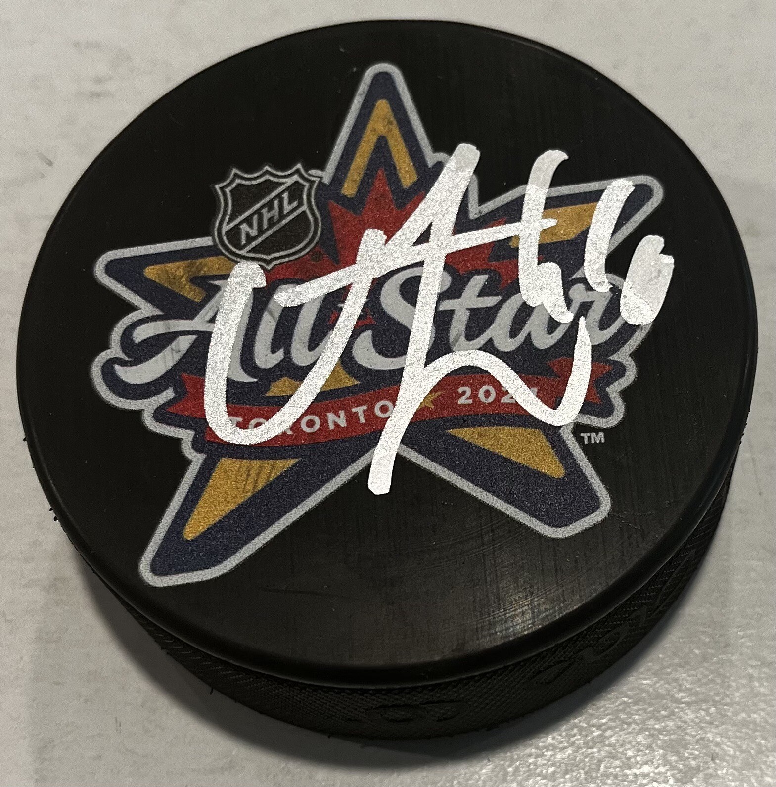 VINCENT TROCHECK SIGNED NEW YORK RANGERS 2024 ALL STAR HOCKEY PUCK W/ CASE COA