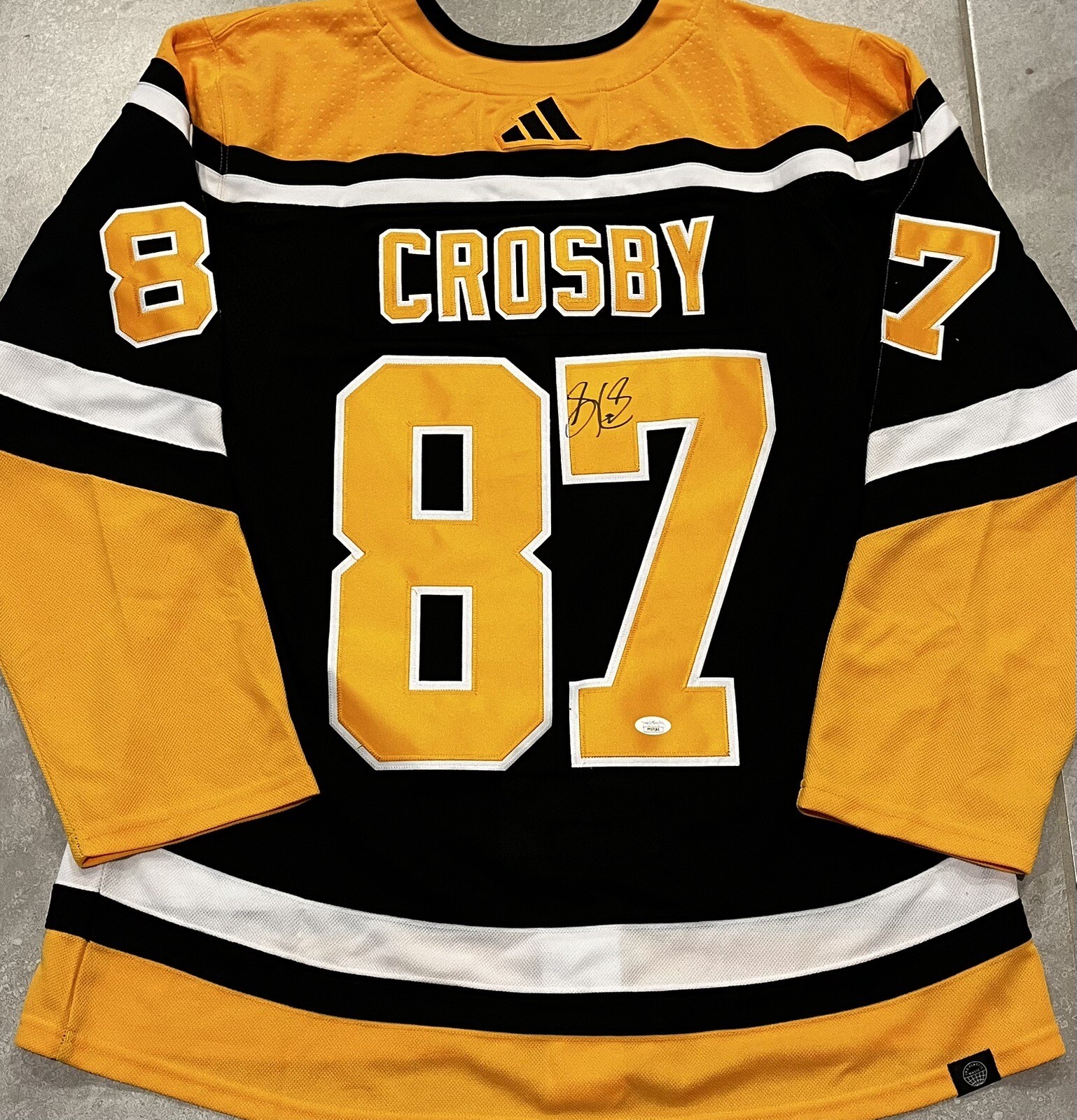 SIDNEY CROSBY SIGNED PITTSBURGH PENGUINS ADIDAS REVERSE RETRO HOCKEY JERSEY JSA