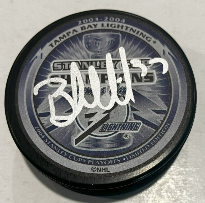 BRAD LUKOWICH SIGNED TAMPA BAY LIGHTNING 2004 STANLEY CUP HOCKEY PUCK W CASE COA