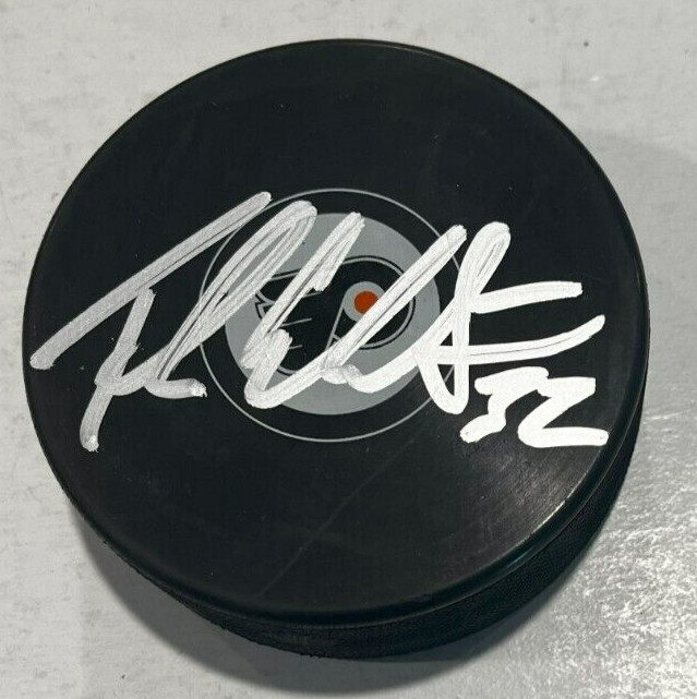 FELIX SANDSTROM SIGNED PHILADELPHIA FLYERS HOCKEY PUCK W/ CASE COA