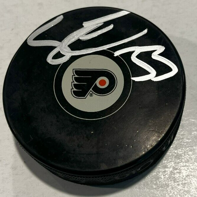 SAMUEL ERSSON SIGNED PHILADELPHIA FLYERS HOCKEY PUCK W/ CASE COA