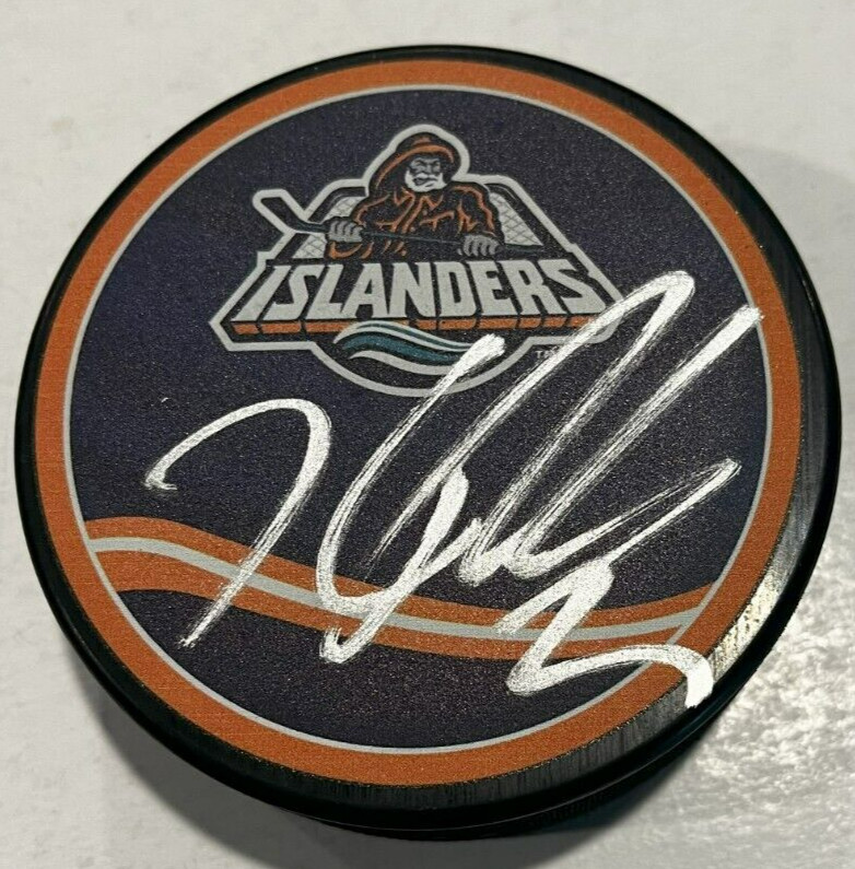 KYLE PALMIERI SIGNED NEW YORK ISLANDERS HOCKEY PUCK W/ CASE COA