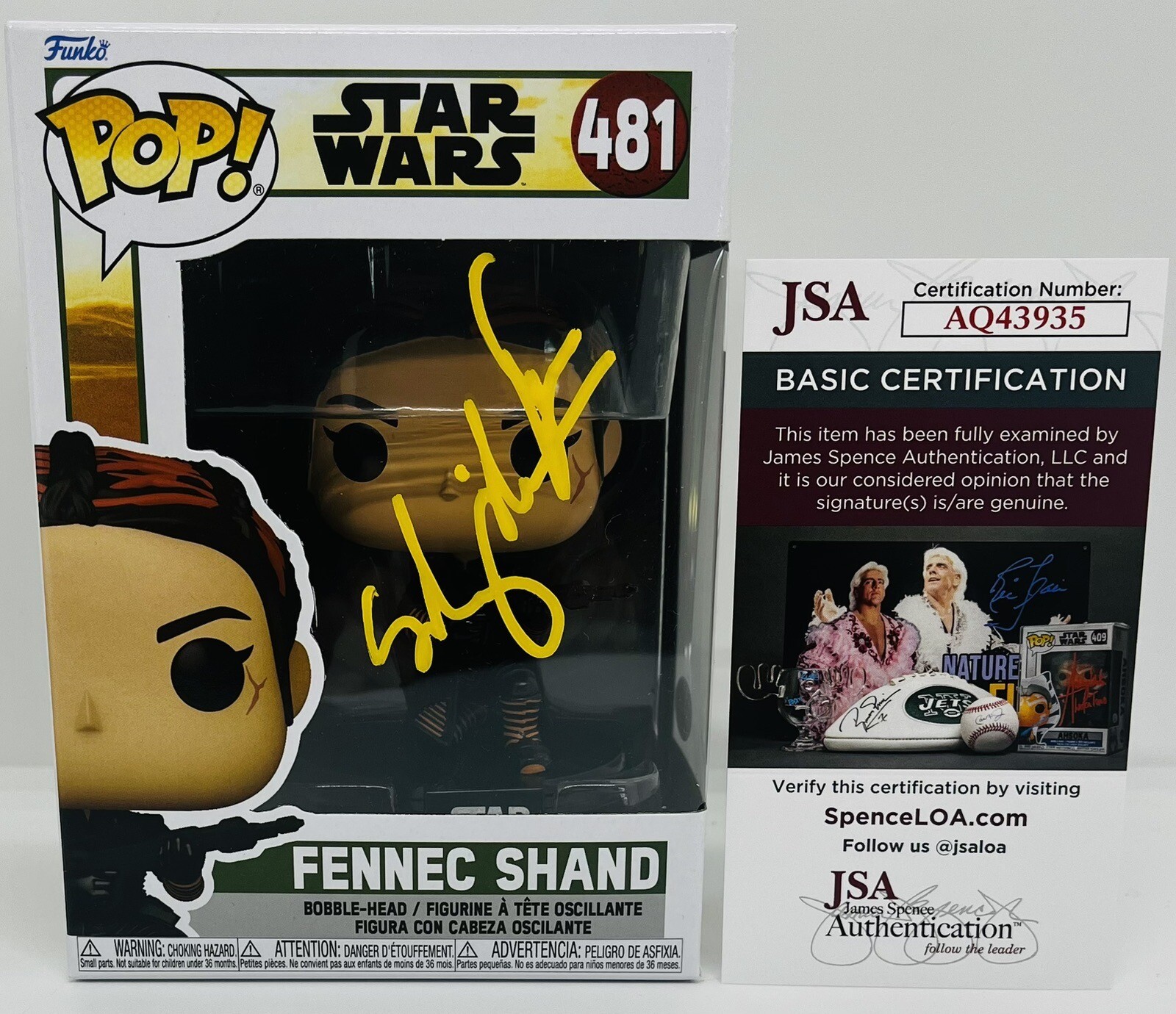 MING NA WEN SIGNED FENNEC SHAND POP FUNKO FIGURE THE BOOK OF BOBA FETT JSA COA