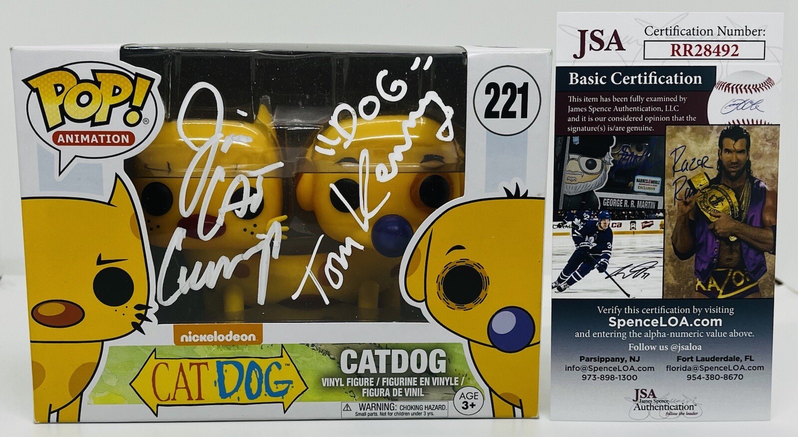 TOM KENNY JIM CUMMINGS SIGNED CATDOG POP FUNKO FIGURE CARTOON CAT DOG JSA COA