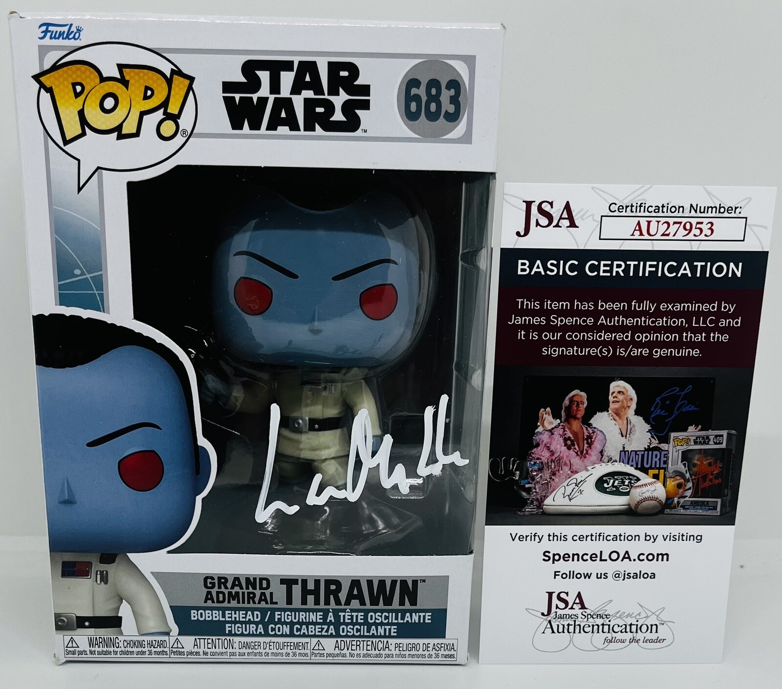LARS MIKKELSEN SIGNED GRAND ADMIRAL THRAWN FUNKO POP STAR WARS AHSOKA JSA COA