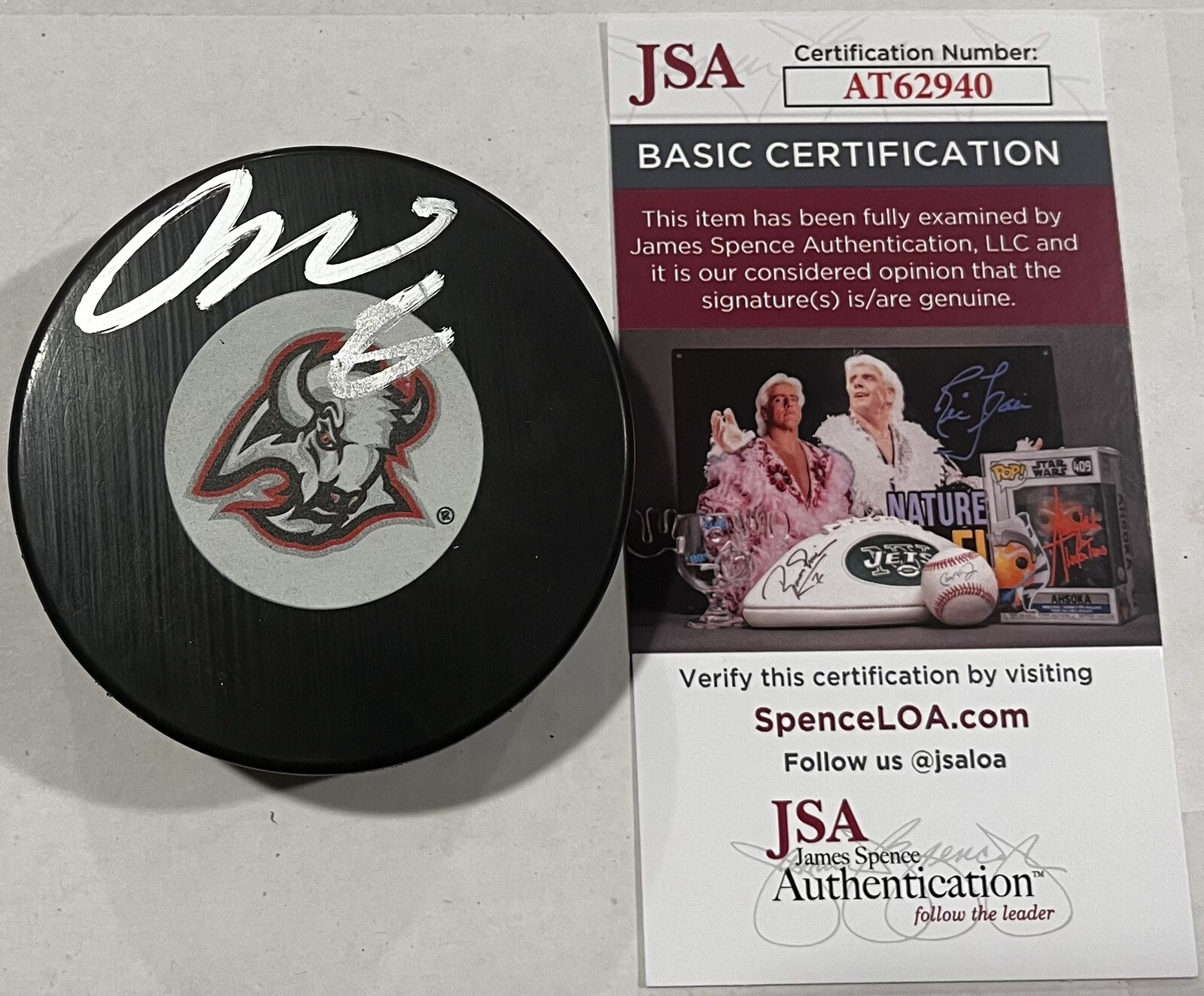 RASMUS DAHLIN SIGNED BUFFALO SABRES HOCKEY PUCK W/ CASE JSA COA