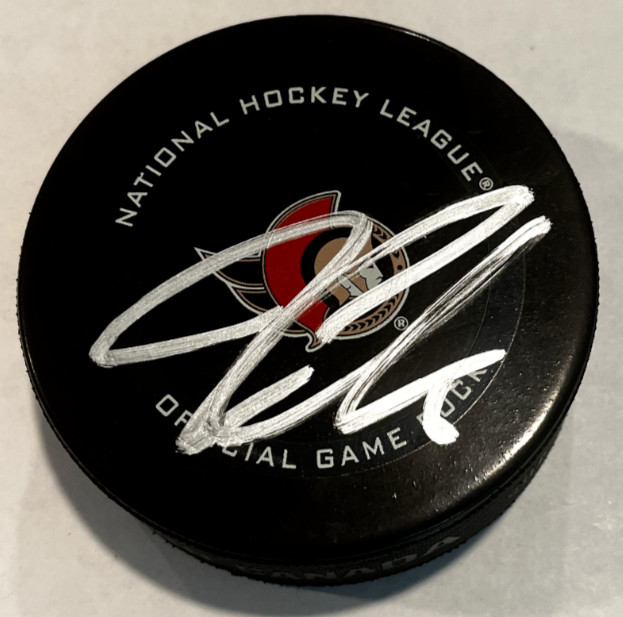 JAKOB CHYCHRUN SIGNED AUTOGRAPHED OTTAWA SENATORS GAME HOCKEY PUCK W/ CASE COA