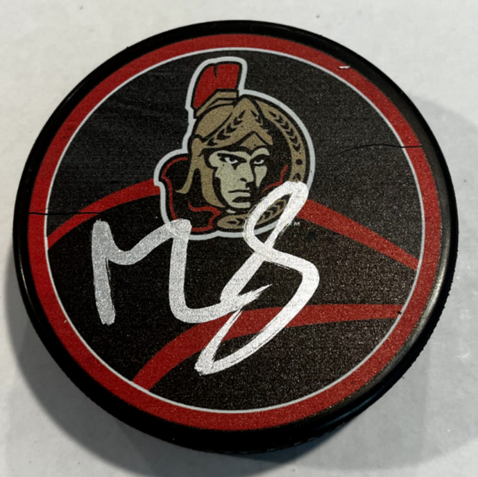 MATHIEU JOSEPH SIGNED AUTOGRAPHED OTTAWA SENATORS HOCKEY PUCK W/ CASE COA
