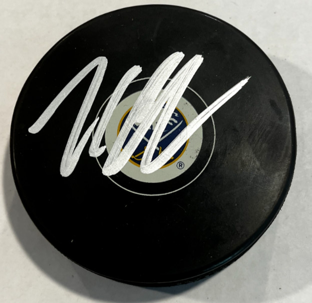 KALE CLAGUE SIGNED AUTOGRAPHED BUFFALO SABRES HOCKEY PUCK W/ CASE COA