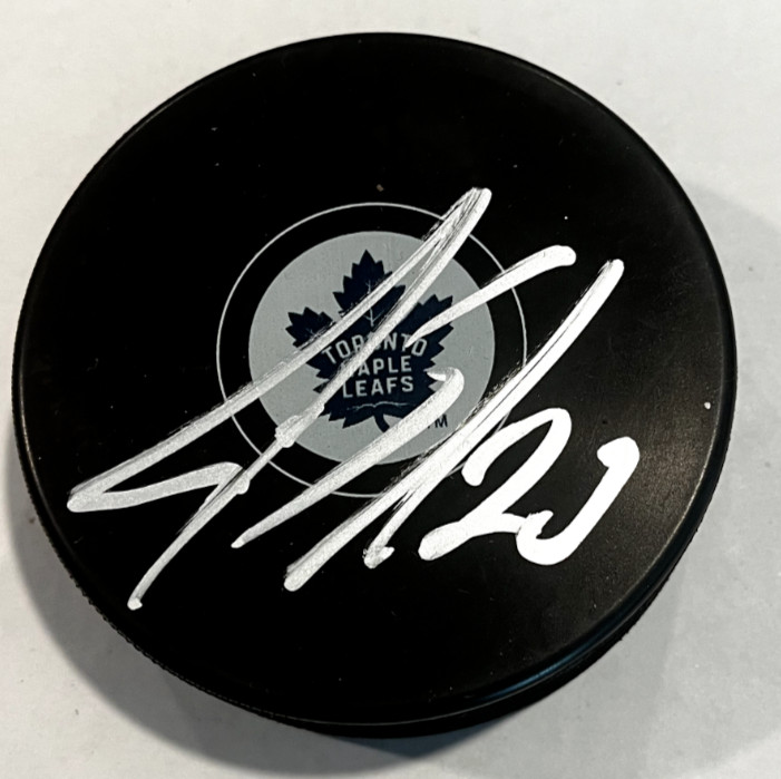 JOEL EDMUNDSON SIGNED TORONTO MAPLE LEAFS AUTOGRAPHED HOCKEY PUCK W/ CASE COA