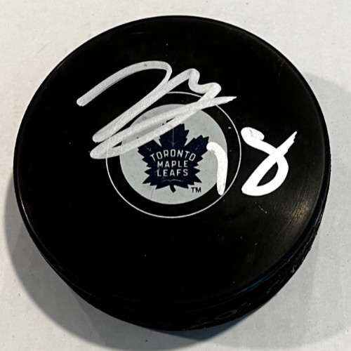 NOAH GREGOR SIGNED TORONTO MAPLE LEAFS AUTOGRAPHED HOCKEY PUCK W/ CASE COA