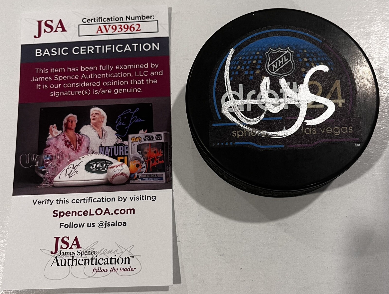ARTYOM LEVSHUNOV SIGNED 2024 NHL DRAFT HOCKEY PUCK W CASE CHICAGO BLACKHAWKS JSA