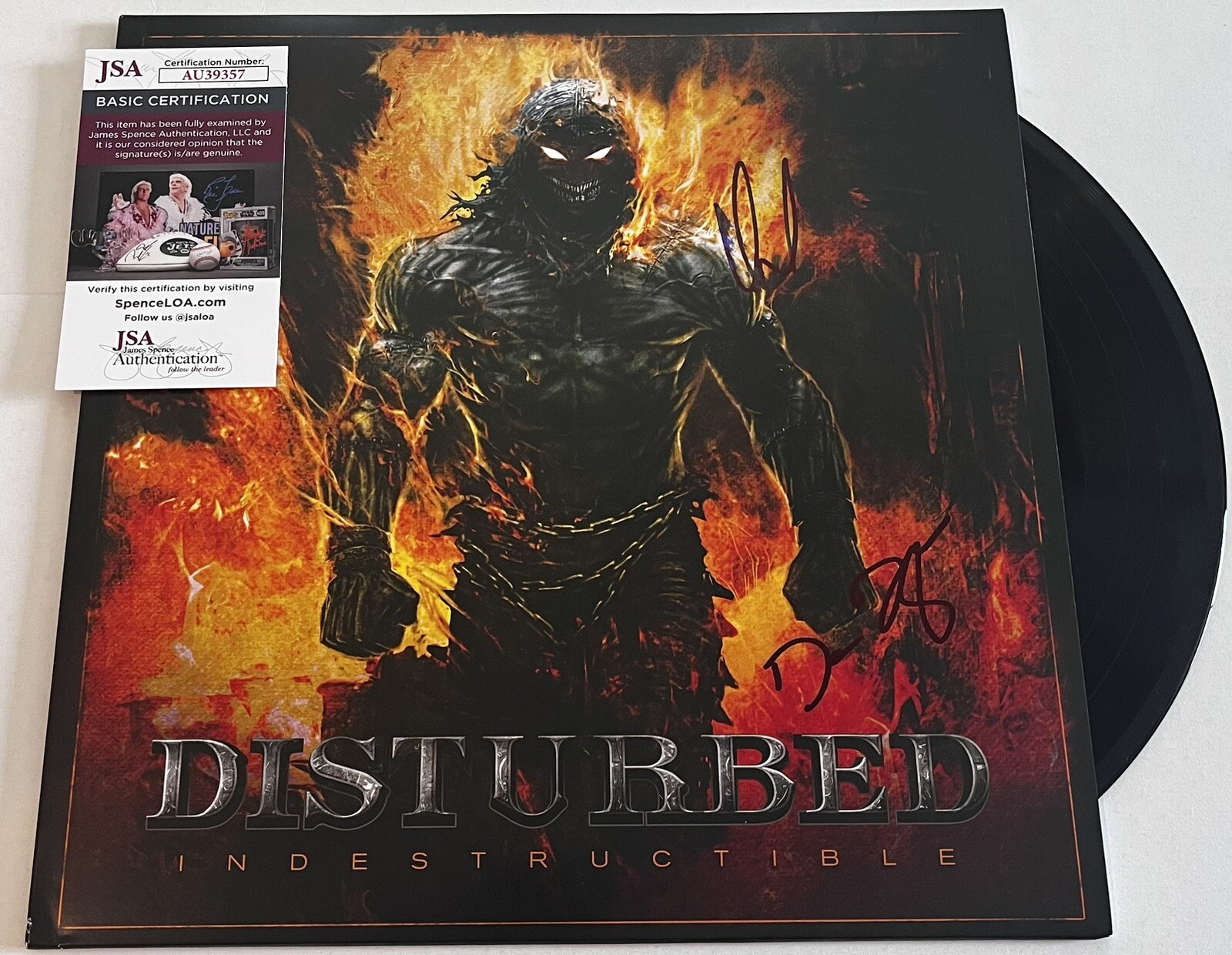 DAVID DRAIMAN DAN DONEGAN SIGNED DISTURBED INDESTRUCTABLE LP VINYL RECORD JSA