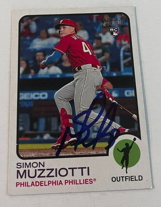 SIMON MUZZIOTTI SIGNED 2022 TOPPS HERITAGE BASEBALL CARD AUTO