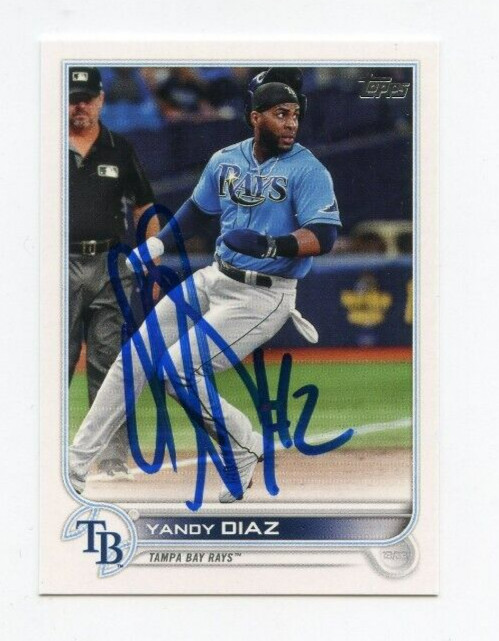 YANDY DIAZ SIGNED 2022 TOPPS BASEBALL CARD AUTO COLLECTIBLE MEMORABILIA