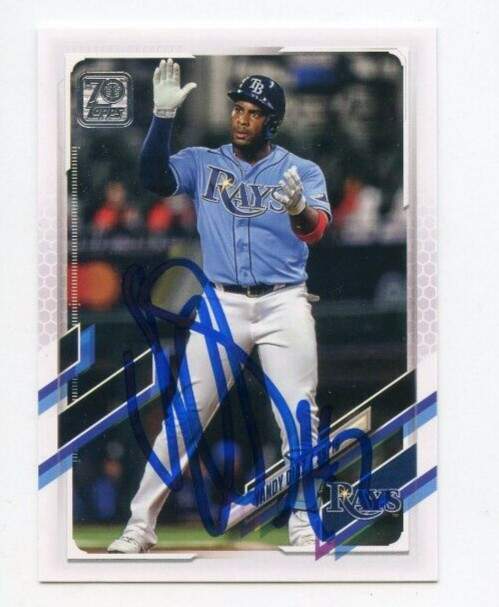YANDY DIAZ SIGNED 2021 TOPPS BASEBALL CARD AUTO COLLECTIBLE MEMORABILIA