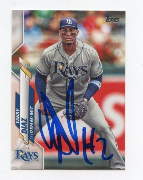 YANDY DIAZ SIGNED 2020 TOPPS BASEBALL CARD AUTO COLLECTIBLE MEMORABILIA