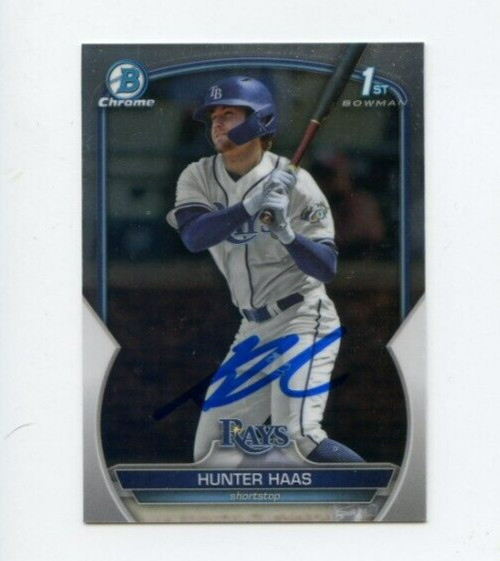 HUNTER HAAS SIGNED 2023 BOWMAN CHROME DRAFT CARD AUTO