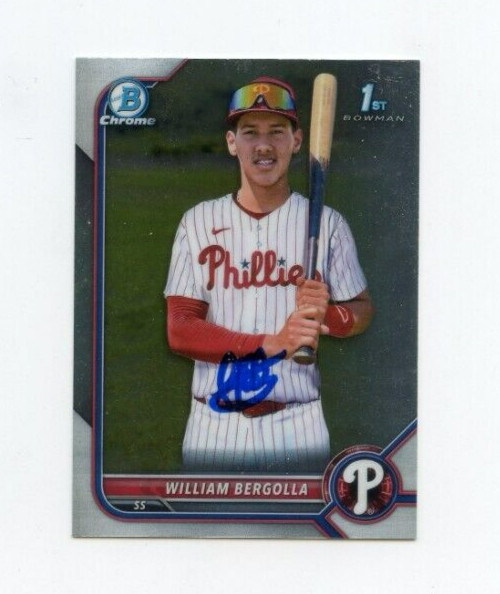 WILLIAM BERGOLLA SIGNED 2022 BOWMAN CHROME CARD AUTO COLLECTIBLE MEMORABILIA