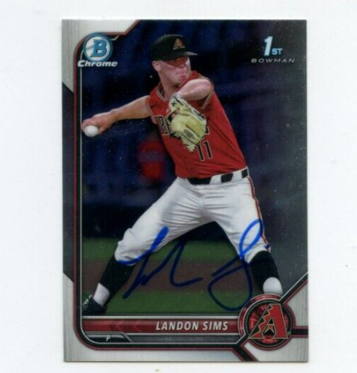 LANDON SIMS SIGNED 2022 BOWMAN CHROME DRAFT CARD AUTO