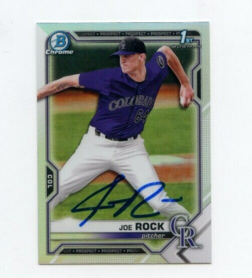 JOE ROCK SIGNED 2021 BOWMAN CHROME DRAFT REFRACTOR CARD AUTO