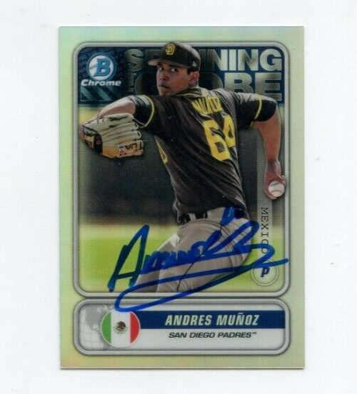ANDRES MUNOZ SIGNED 2020 BOWMAN CHROME SPANNING THE GLOBE CARD AUTO