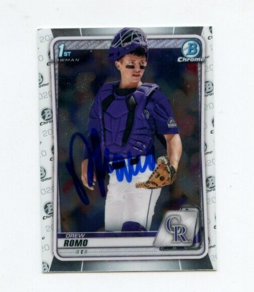 DREW ROMO SIGNED 2020 BOWMAN CHROME DRAFT CARD AUTO COLLECTIBLE MEMORABILIA
