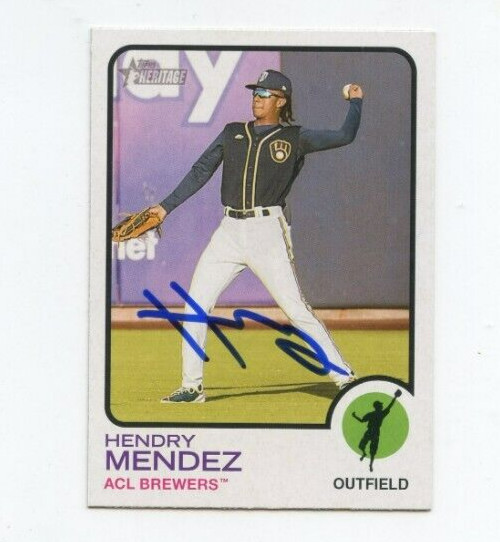 HENDRY MENDEZ SIGNED 2022 TOPPS HERITAGE MINOR LEAGUE BASEBALL CARD AUTO