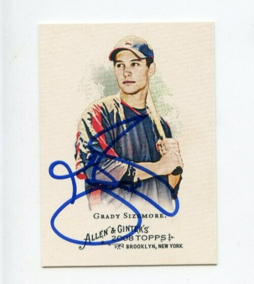 GRADY SIZEMORE SIGNED 2008 TOPPS ALLEN & GINTER'S BASEBALL CARD AUTO