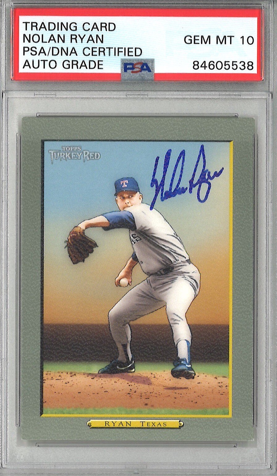Nolan Ryan Signed 2005 Topps Turkey Red Card #301 PSA 84605538 GEM MINT 10 AUTO