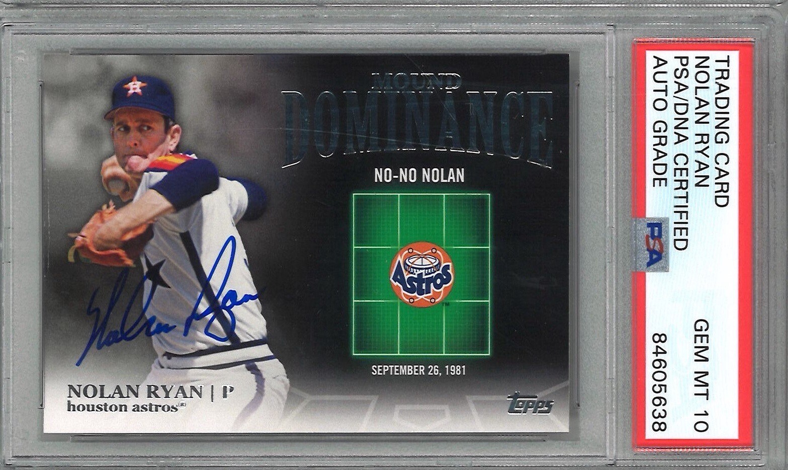 Nolan Ryan Signed 2012 Topps Mound Dominance Card PSA 84605638 GEM MINT 10 AUTO