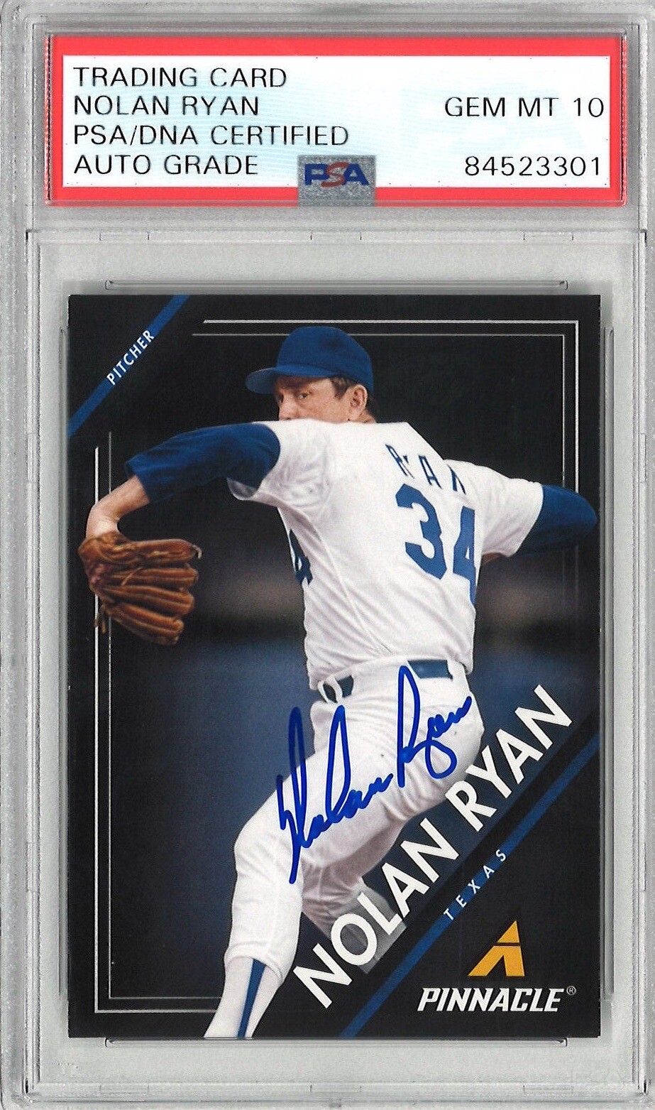 Nolan Ryan Signed 2013 Pinnacle Card #102 PSA DNA 84523301 GEM MINT 10 AUTO