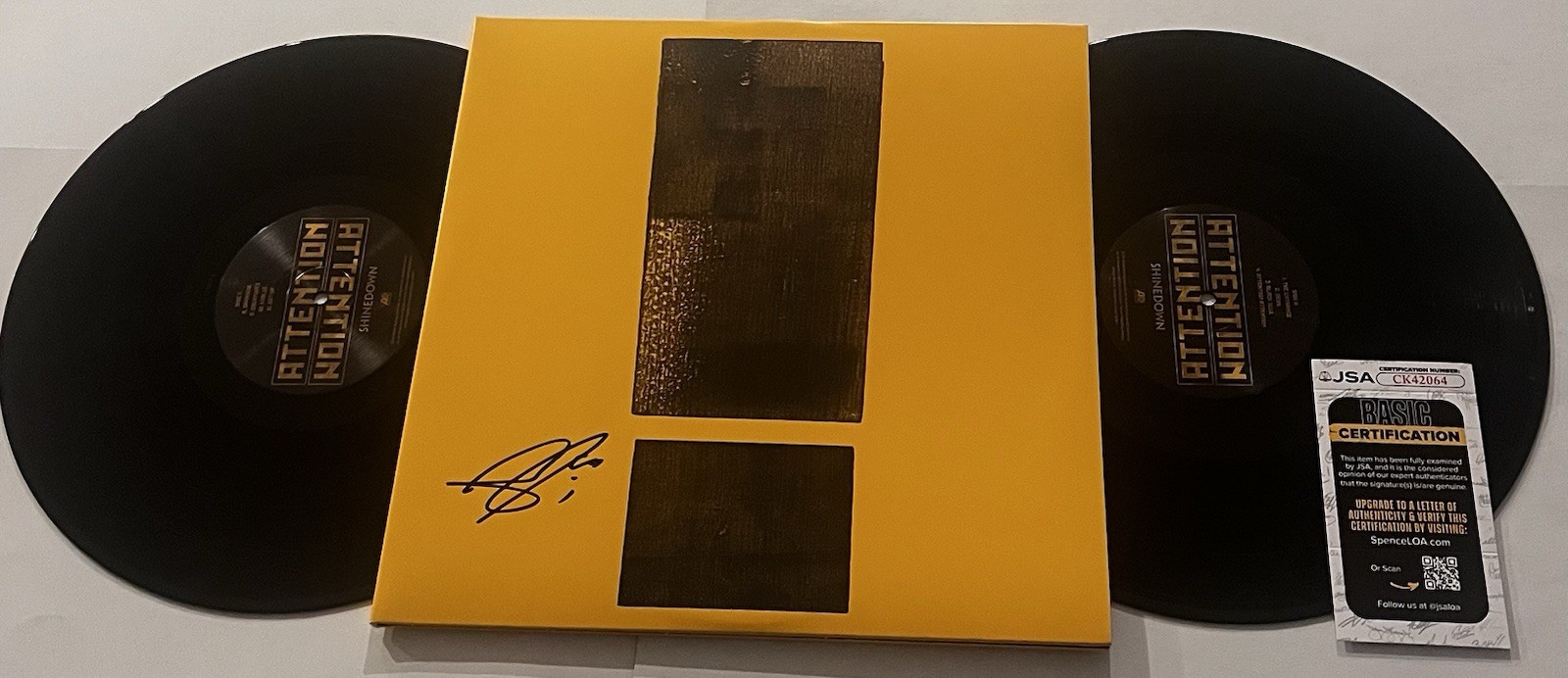 BRENT SMITH SHINEDOWN BAND SIGNED ATTENTION ATTENTION LP VINYL RECORD ALBUM JSA