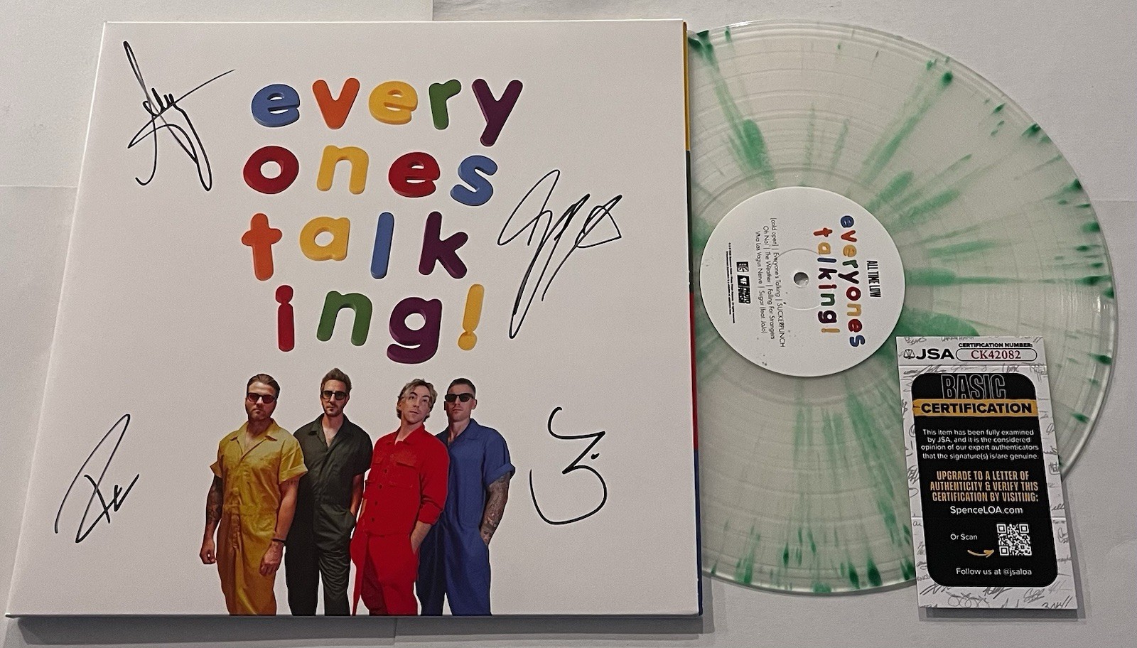ALL TIME LOW BAND SIGNED EVERYONES TALKING LP VINYL RECORD ALBUM ALEX +3 JSA COA