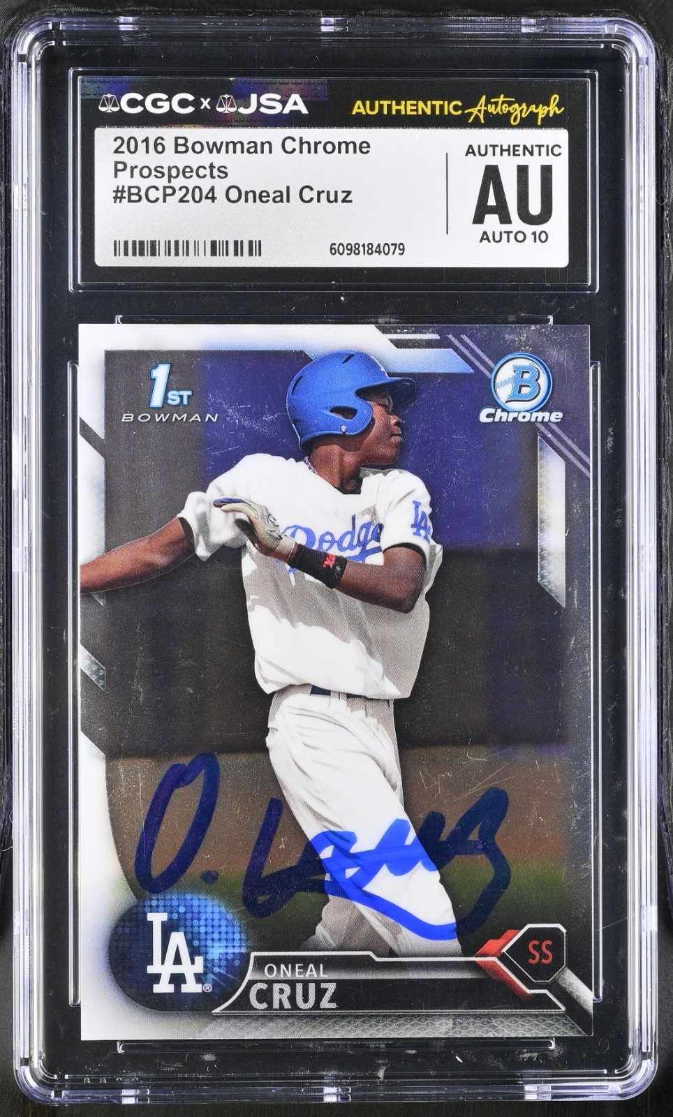 ONEAL CRUZ SIGNED 2016 BOWMAN CHROME ROOKIE CARD #BCP204 CGC AU JSA 10 AUTO