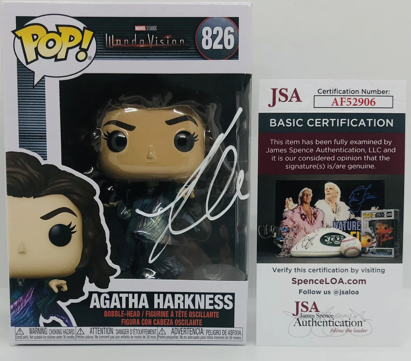 KATHRYN HAHN SIGNED AGATHA HARKNESS POP FUNKO FIGURE WANDAVISION PROOF JSA COA